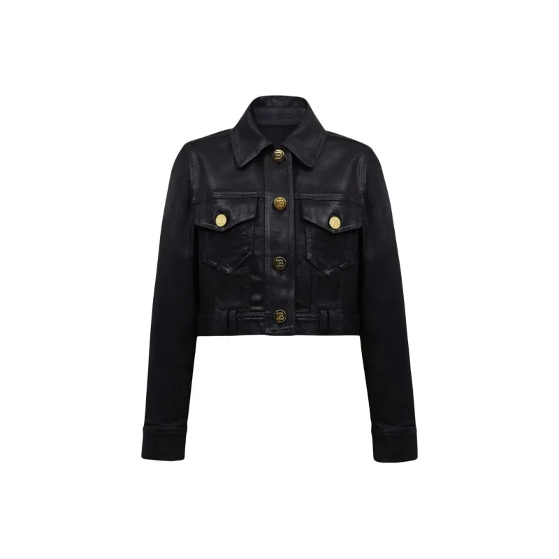 BALMAIN Cropped Coated denim Jacket-0
