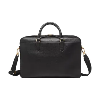 FOSSIL Leather Portable Briefcase Men's Black