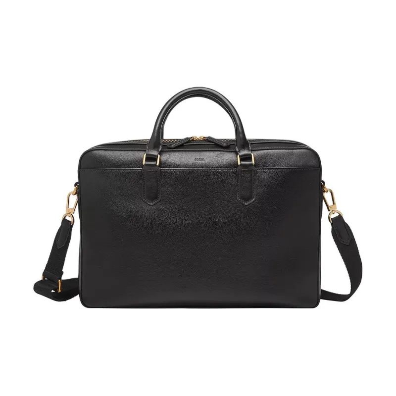 FOSSIL Leather Portable Briefcase Men's Black-0