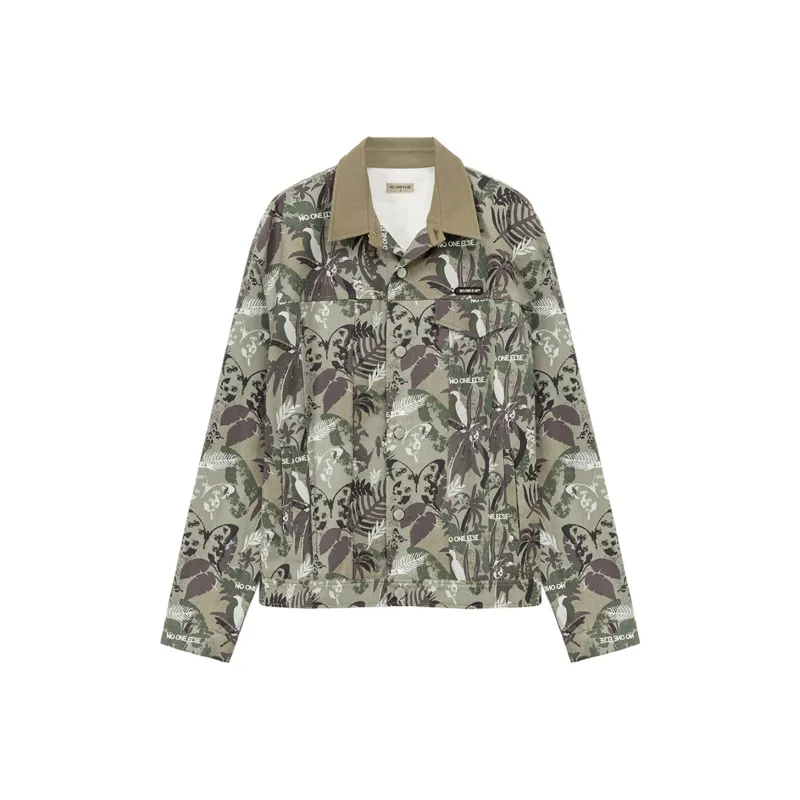 NO ONE ELSE Cropped Coats Unisex Gray Pea Green-0