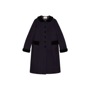 GUCCI Velvet Jackets Women's Dark Blue