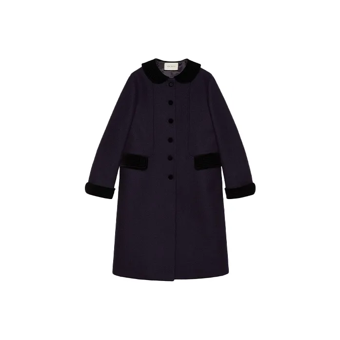 GUCCI Velvet Jackets Women's Dark Blue-0