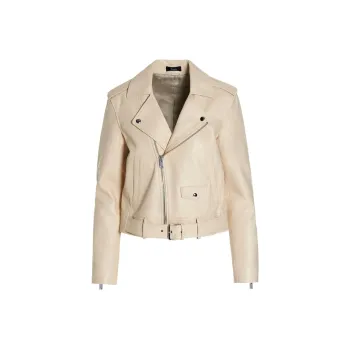 THEORY Leather Jackets Women's Beige