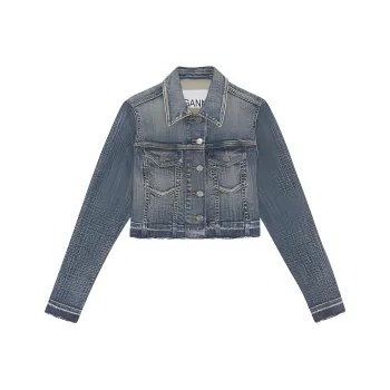 GANNI Tint Edge Denim Cropped Jacket 'Wash'