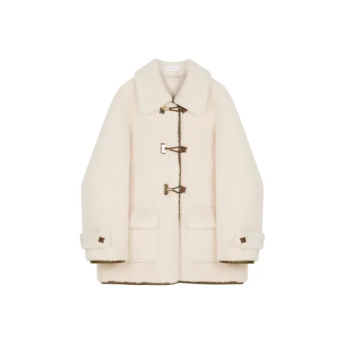 VEGA CHANG Velvet-feel Coat Women's Elegant Beige