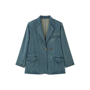 Luqingyi Denim Jackets Women's Blue