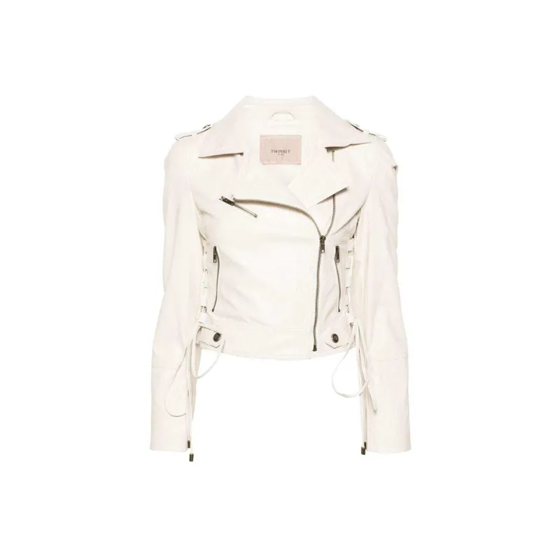 Twinset Logo plaque Biker Jacket-0
