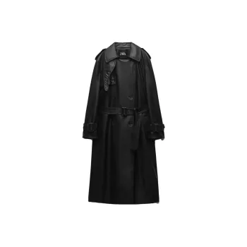 ZARA Trench Coats Women's Black