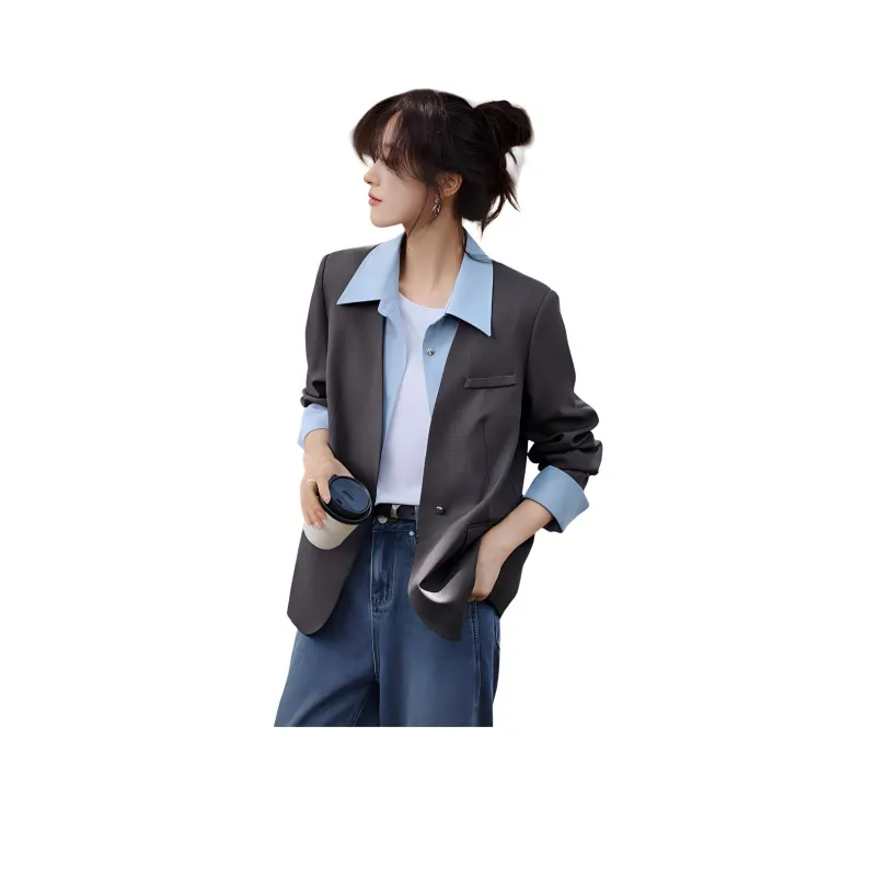 Mo Han Yi Mei Business Suit Women's Heather Gray & Blue-0