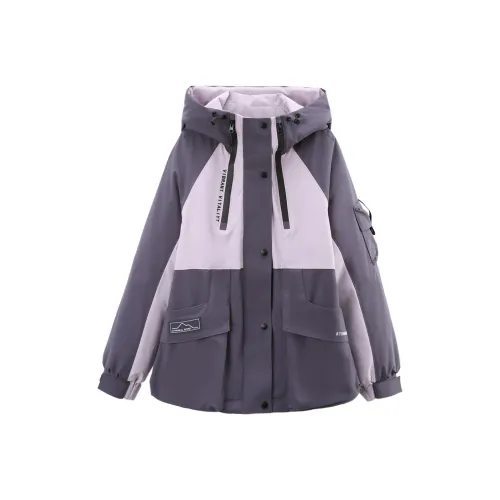 A Paradise For Awakening Down Jacket Women's Gray Purple