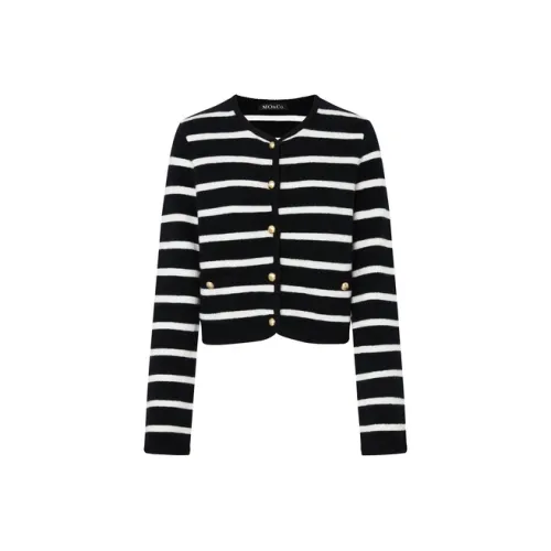 MO&CO Velvet Jackets Women's Black White Stripes