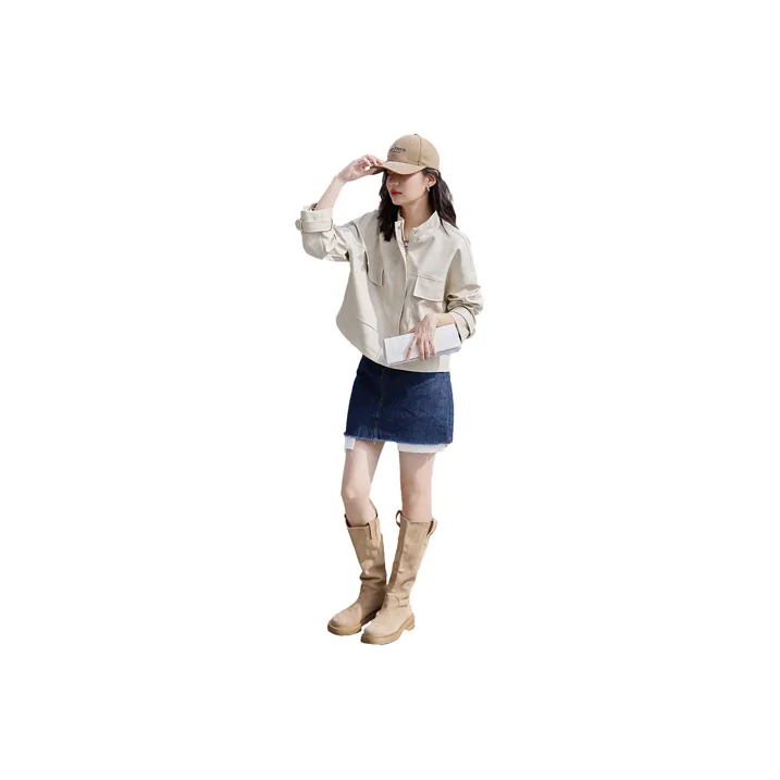 Demana Leather Jacket Women's Beige-0