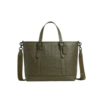COACH WARNER Cow Leather Tote Bag, Shopping Bag, Shoulder Bag, Handbag Large Size Men's Olive