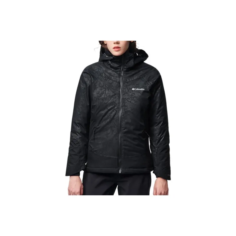 Columbia Solid Color Hooded Fitted Moderate Regular Edition Puffer Jacket Women's Black-0