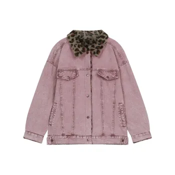 ELF SACK Denim Jacket Women's Vintage Gray Pink