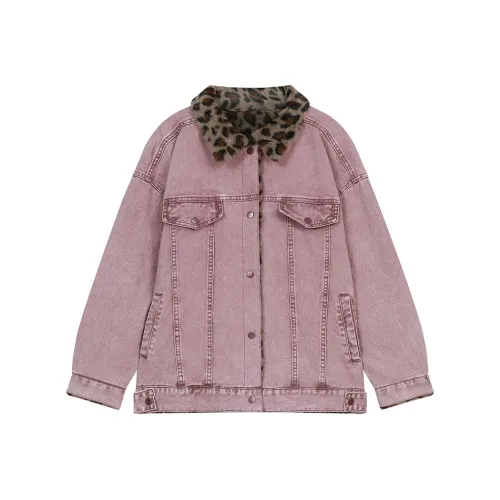 ELF SACK Denim Jacket Women's Vintage Gray Pink