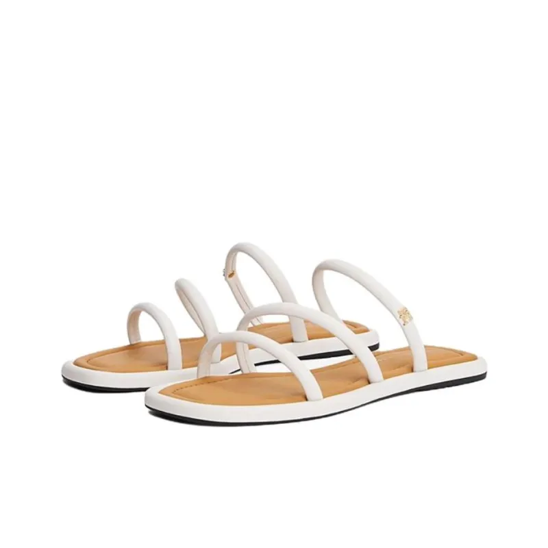 Tommy Hilfiger TH Monogram Rubber Sole Abrasion Resistant Slide Slippers Women's Beige-2