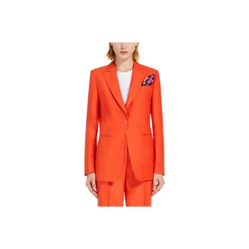 MaxMara Wool And Silk Duchess Satin Blazer Business Suit Women's Orange Red