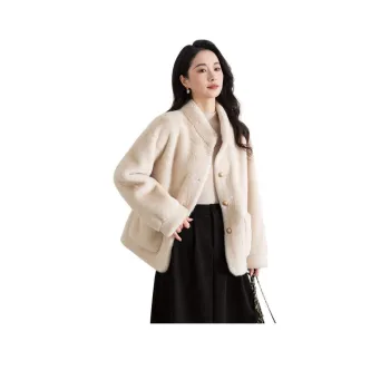 Shavani Cropped Coats Women's Cream Beige