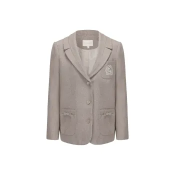 CHIWAWAMEME Cropped Coats Women's Milk Tea Beige