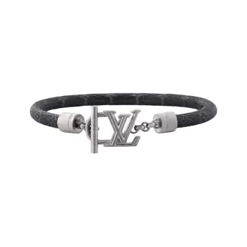 LOUIS VUITTON Coated Canvas Metal Parts Bangles Men's Black