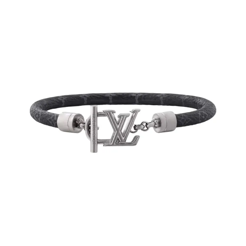 LOUIS VUITTON Coated Canvas Metal Parts Bangles Men's Black-0