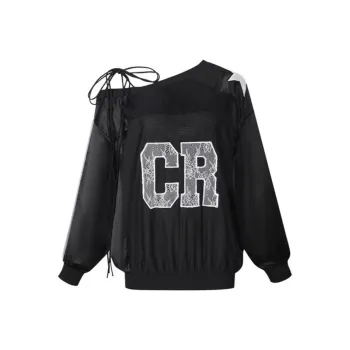 PAZZO Heavyweight Embroidery Long Sleeved Jersey Sweatshirt Women's