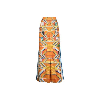 CASABLANCA Graphic Printed High Waist Wide Leg Trousers