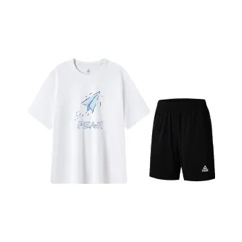 PEAK Sports Suit Unisex White Top+Black Shorts