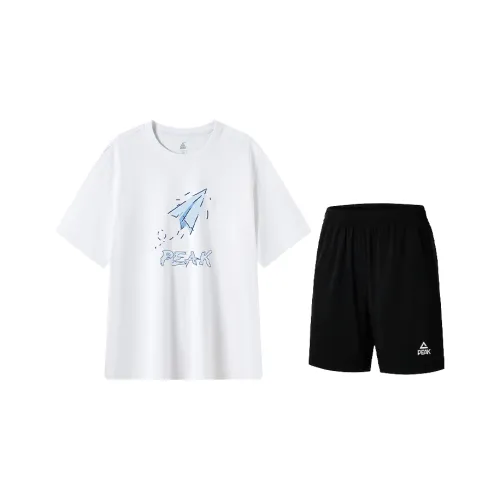 PEAK Sports Suit Unisex White Top+Black Shorts