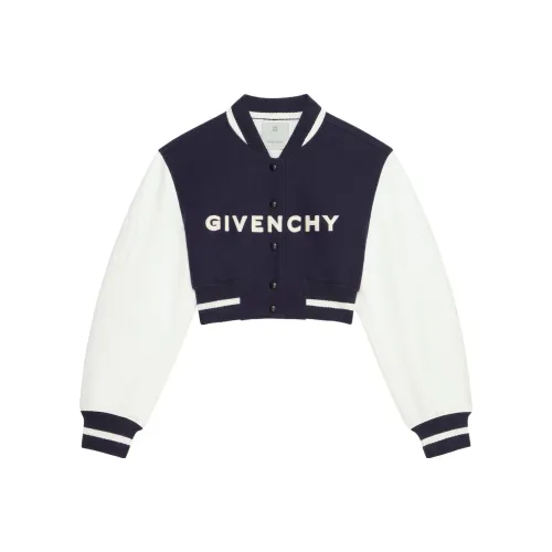 Givenchy Cropped Varsity With Leather Sleeves 'Navy/White'