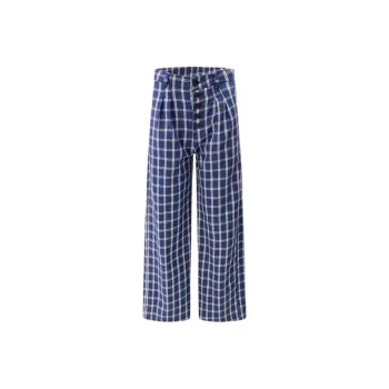 JUNE CUT Casual Pants Women's Blue Plaid