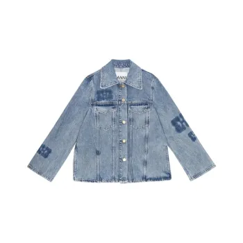 GANNI SS24 Denim Jacket Women's Medium Blue Gray