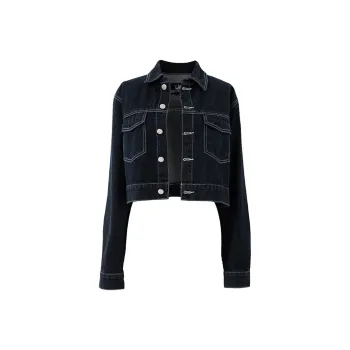 SOON FLOWER Cropped Coats Women's Ink Blue