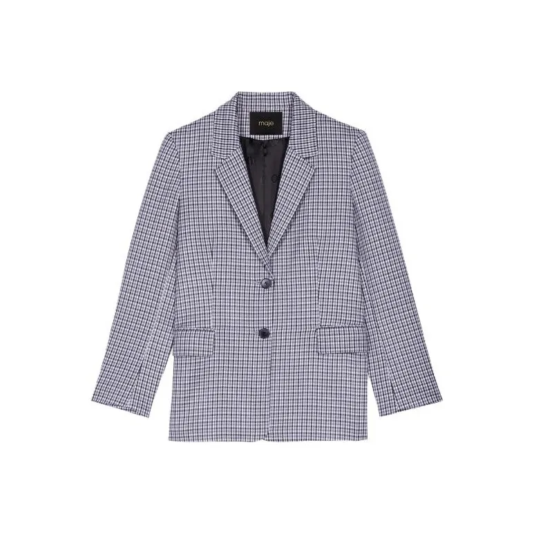 Maje Plaid check Single breasted Blazer-0
