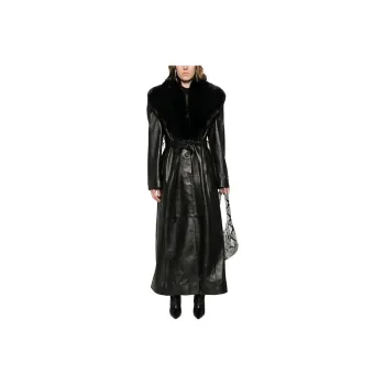 Magda Butrym Faux-fur Collar Leather Belted Coat