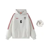 White, Gray & Red Stripes[Thickened and Fleece-Lined]