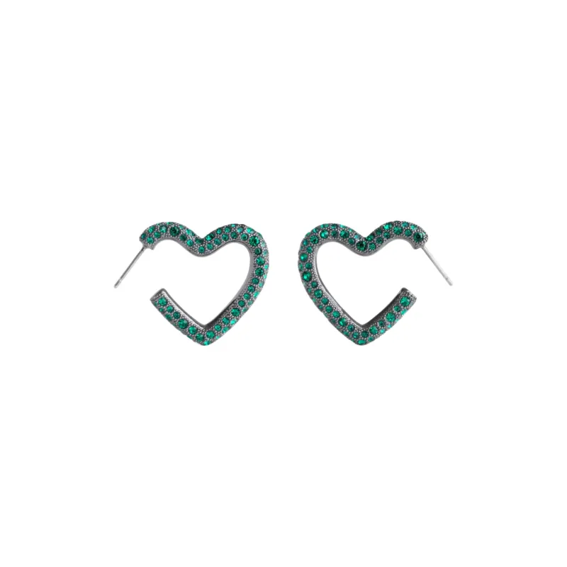 COACH Brass Plated, Glass, Cubic Zircon, Titanium Earrings Women's Green-1