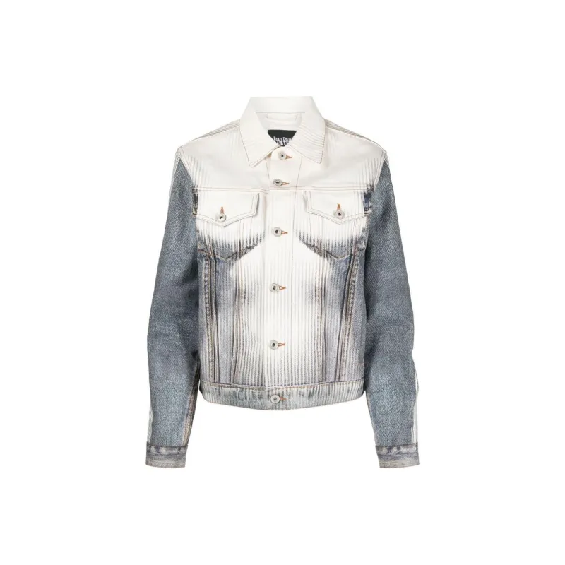 YProject x Jean Paul Gaultier Denim Jacket Women's Blue & White-0