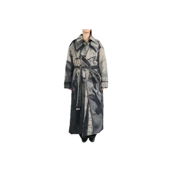 Jean Paul Gaultier Printed Trompe L'Ceil Trench Nylon Padded Trench Coat 'Beige/Black'