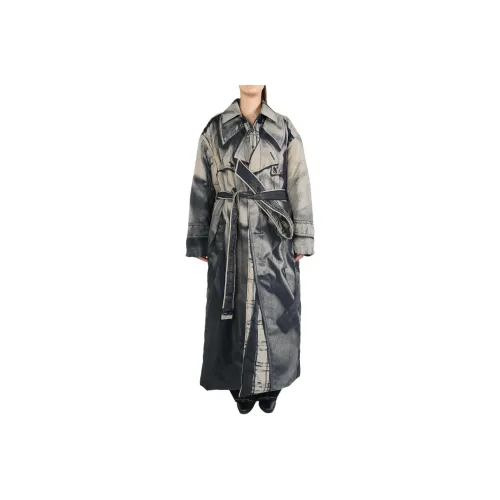 Jean Paul Gaultier Printed Trompe L'Ceil Trench Nylon Padded Trench Coat 'Beige/Black'