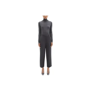 THEORY High-Waist Straight-Leg Pant In Good Wool Casual Pants Women's Charcoal Gray
