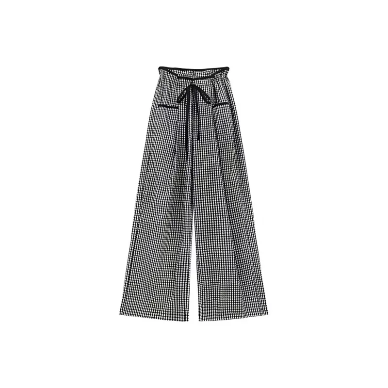 JOSR Casual Pants Women's Black White Plaid-0