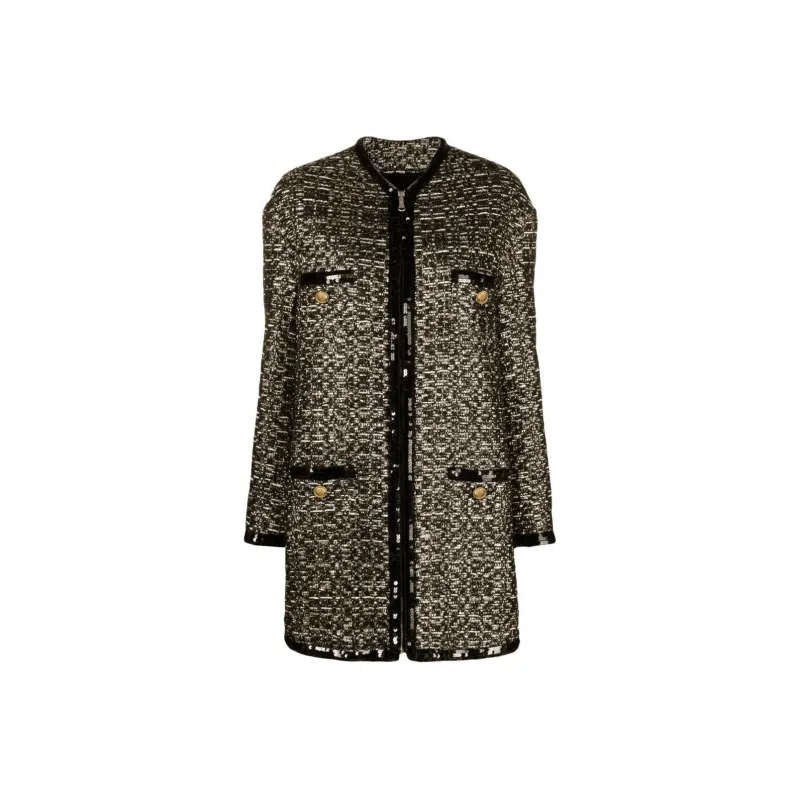 Giambattista Vall Metallic thread Tweed Midi Coat-0