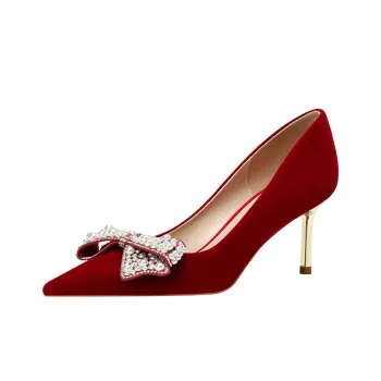 Lan Miao Slim Heel High Heels Women's Burgundy
