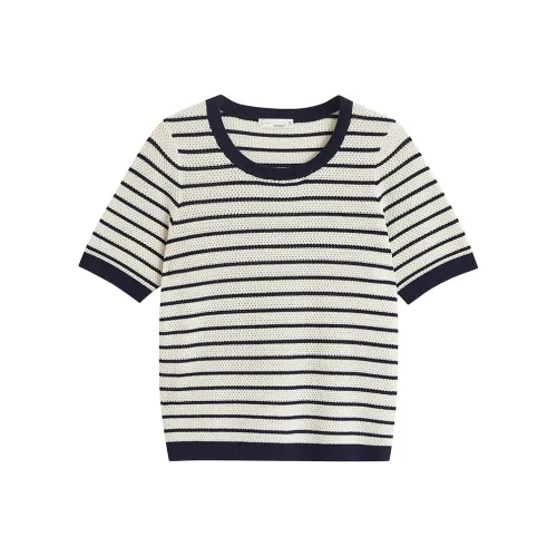 Inman Knitwear Women's Dark Royal Blue Apricot Strip