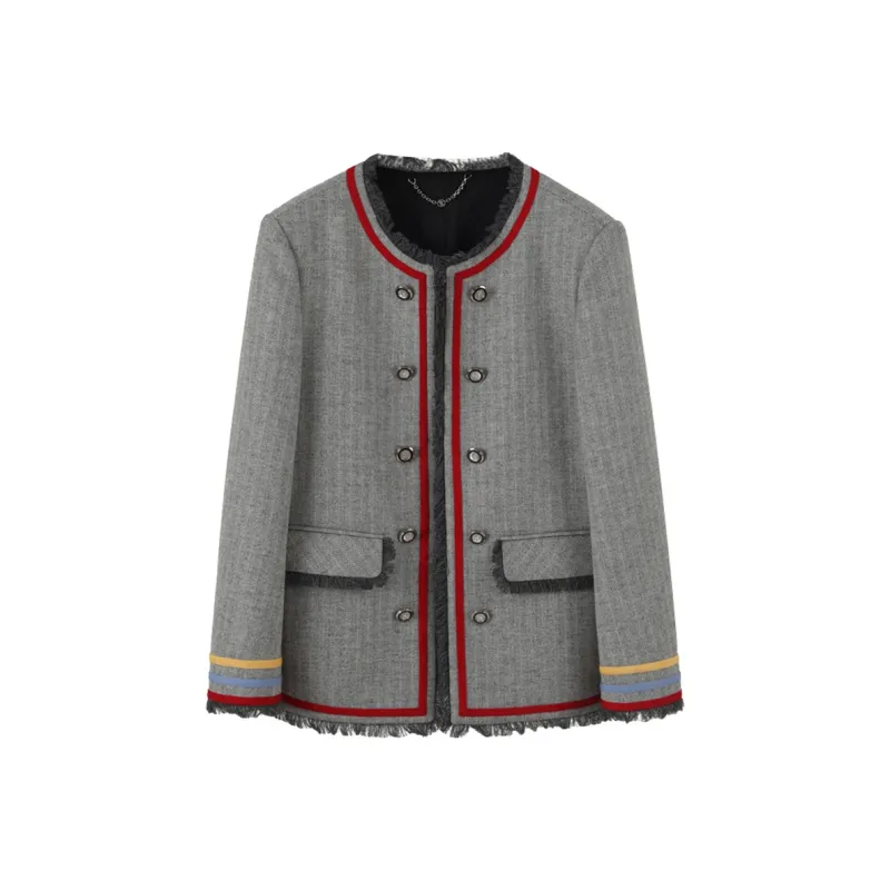 NancyCavally Cropped Coats Women's Gray-0