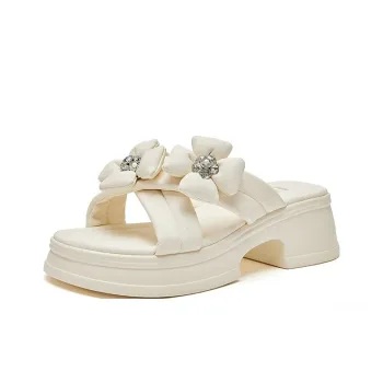 HR PU Polyurethane Abrasion Resistant Slide Slippers Women's Beige