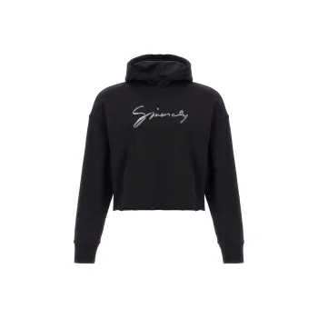Givenchy Raw Cut Hem Cropped Hoodie