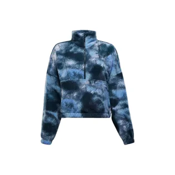 Nike One Women's Therma FIT Oversized 1/2 Zip Fleece Printed Top